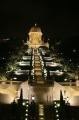 Bahai Gardens at night are beautifully lit.